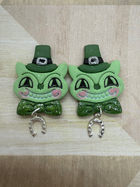 Lucky leprechaun cat dangle earring