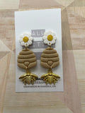 Daisy Bee hive dangle earring in gold or silver
