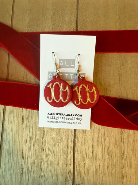 Joy glitter ornament dangle