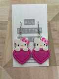 Hello Kitty glitter heart dangle earring