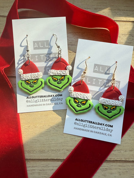 Large grinch glitter dangle