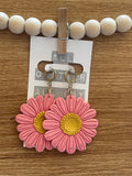 Large pink daisy dangle