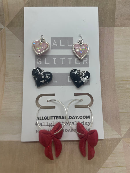 Valentines day hoop earring set