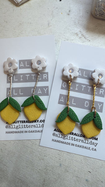 Lemon flower dangle in gold or silver