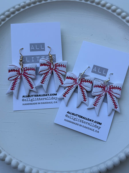 Baseball bow dangle large