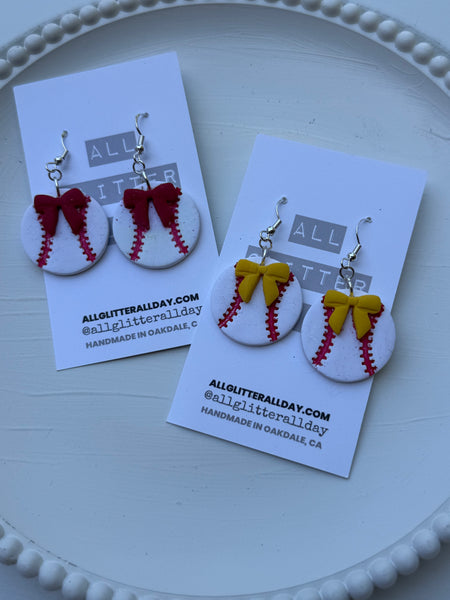 Baseball with bow dangle large