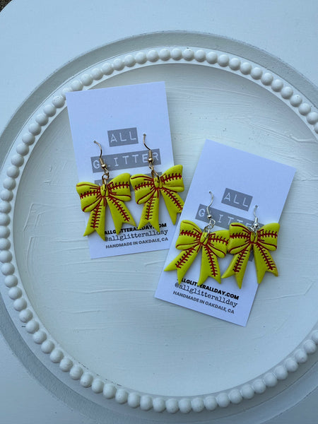 Softball bow dangle large