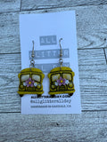 Floral school bus earrings