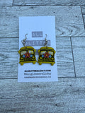 Floral school bus earrings