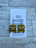 Floral school bus earrings