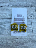 Floral school bus earrings