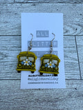 Floral school bus earrings