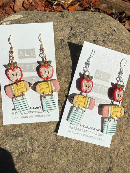 Back to school essentials dangle earring