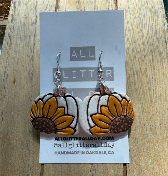 Handpainted sunflower pumpkin dangle