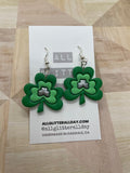Bright green Shamrock dangle earring in multiple colors