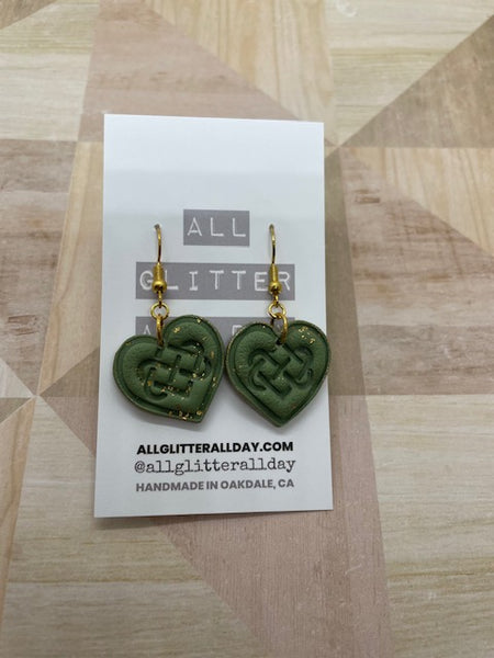 Celtic knot heart dangle earring