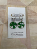4 leaf lucky clover dangle in resin huggy hoop earring