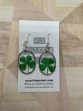 Lucky clover oval resin dangle earring