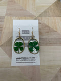 Lucky clover oval resin dangle earring