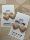 Puffy heart bow glitter dangle