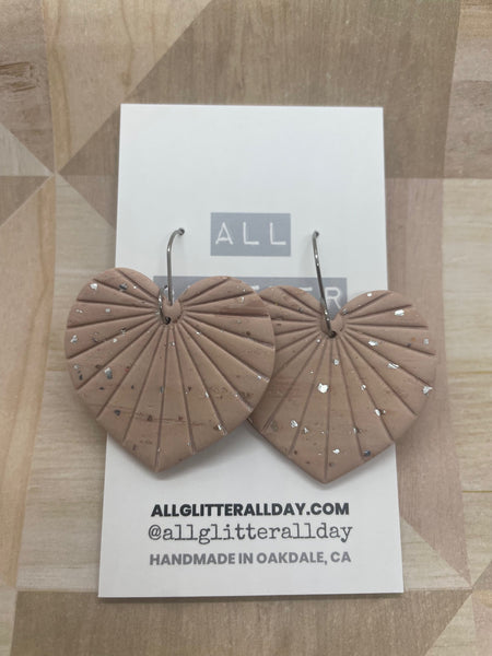 Boho heart dangle earring in silver