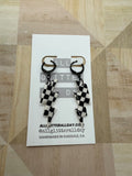 Large checkerboard lightning bolt dangle earring