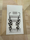 Large checkerboard lightning bolt dangle earring