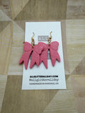 Pink glitter bow dangle earring