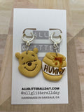 Pooh bear hand painted dangle earrings