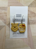 Pooh bear hand painted dangle earrings